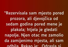 “Rezervisala sam mjesto pored prozora…”