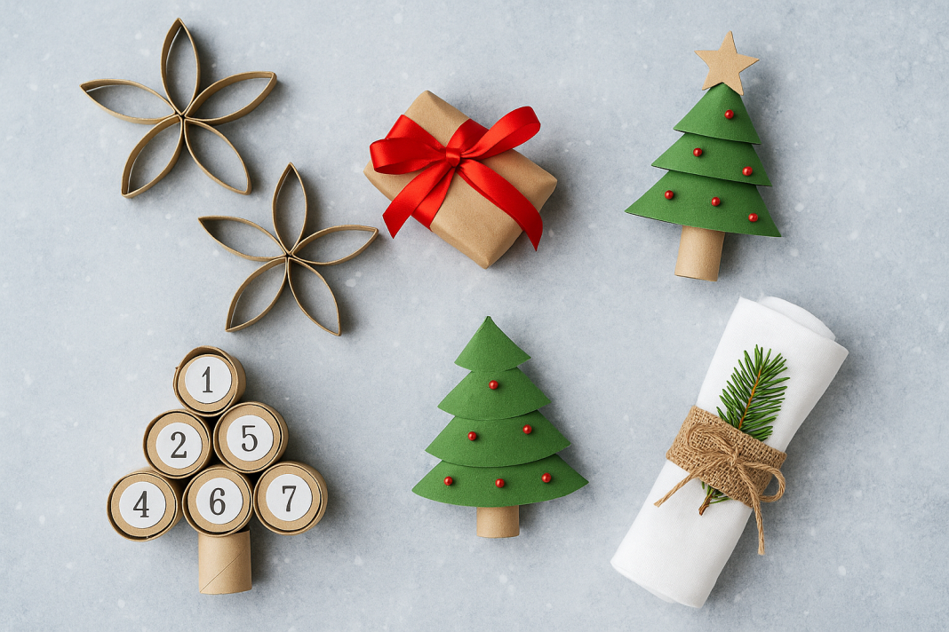 Božićne dekoracije od papirnatih rolni