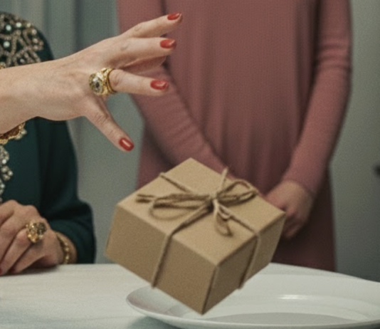 Svekrva je na ručku ismejala snajkin ‘jeftini’ poklon i bacila ga: Kada je videla šta je zapravo u kutiji, shvatila je da je snajka prodala jedinu uspomenu na svoje roditelje da bi to kupila.