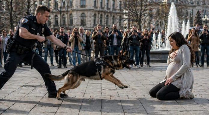 Mnoštvo je mislilo da će policijski pas napasti trudnicu… ali pas ih je očajnički pokušavao upozoriti na nešto mnogo strašnije — a kada su svi shvatili istinu, cijelo mnoštvo ostalo je u šoku